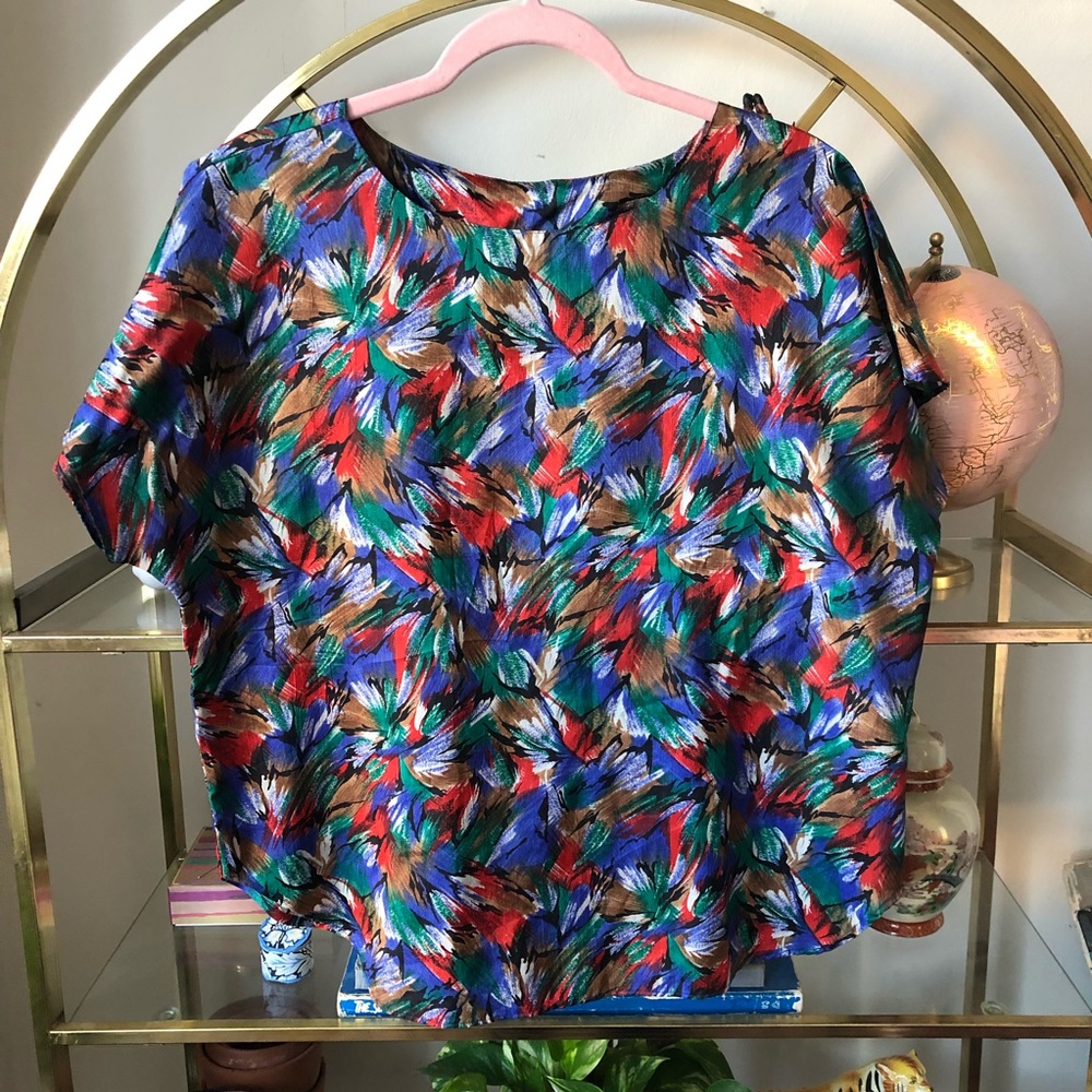 Vintage Abstract Printed Blouse 80s